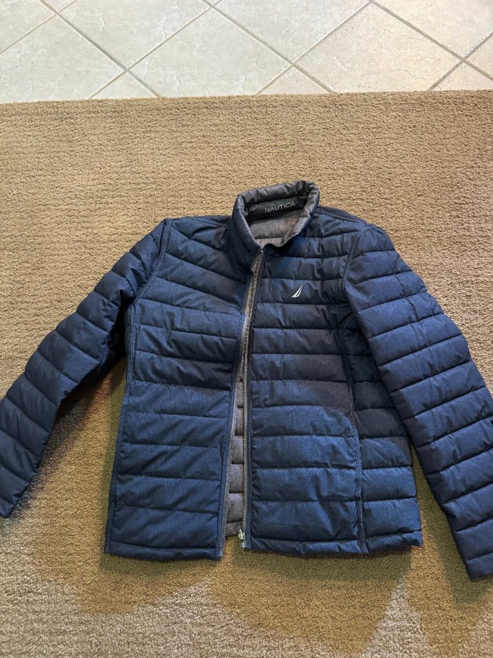 Nautica Reversible Grey/Navy Puffer Jacket Large